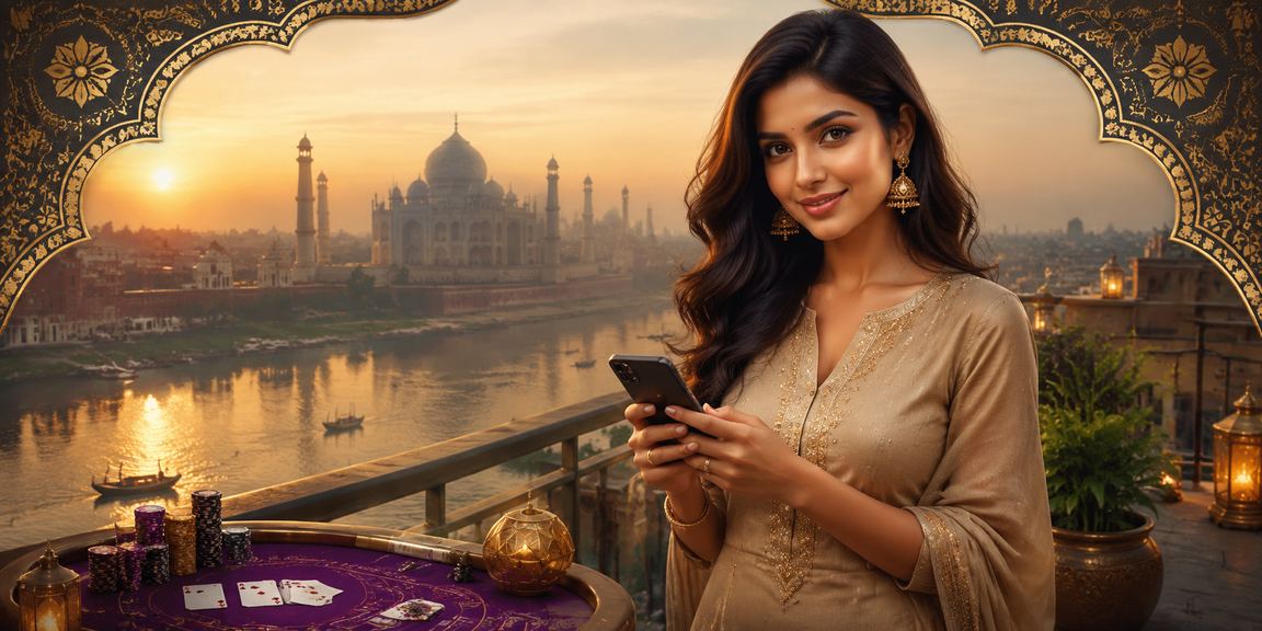 Baccarat gameplay scene near Taj Mahal, Agra
